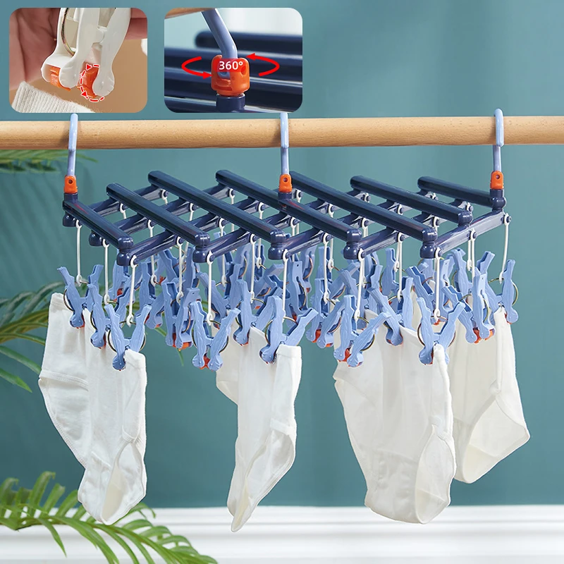 

Plastic Folding Drying Rack Sock Clip Household Windproof Multifunctional Drying Clothespin Clothes Hangers Clips