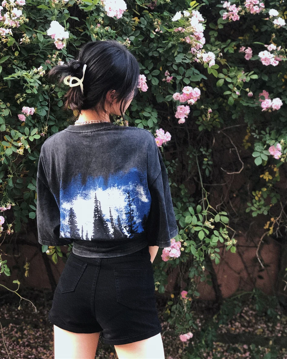 Крутая газовая футболка летняя свободная Универсальная в стиле бойфренда с