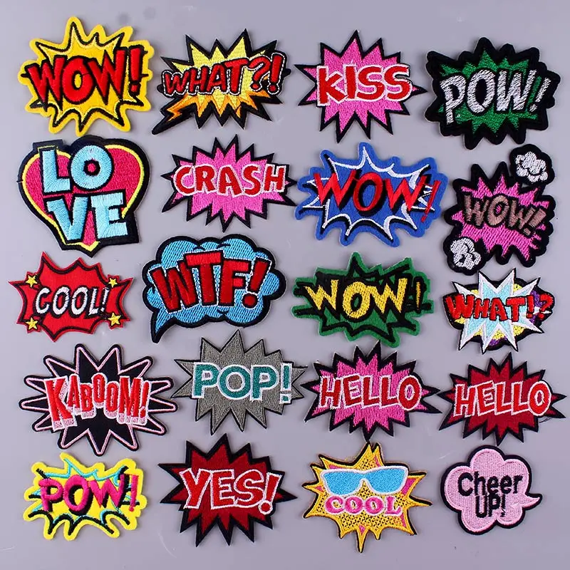 Нашивки с вышивкой WOW нашивки надписью на одежду наклейки помощью утюга для