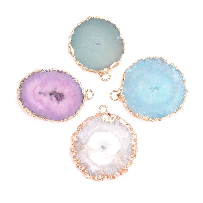 

Natural Stone Agates Druzy Pendant Charms Irregular Pendants DIY Necklace