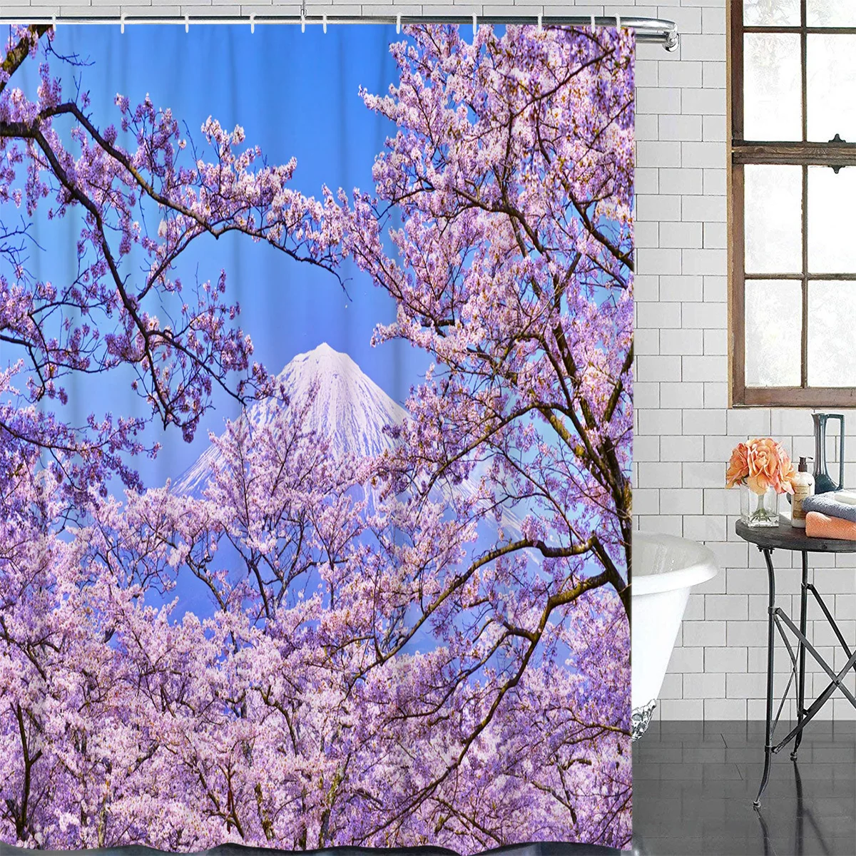 

Крепление Fuji Вишневое дерево розовые цветы занавеска для душа из полиэстера для ванной комнаты домашний декор Водонепроницаемая занавеска...