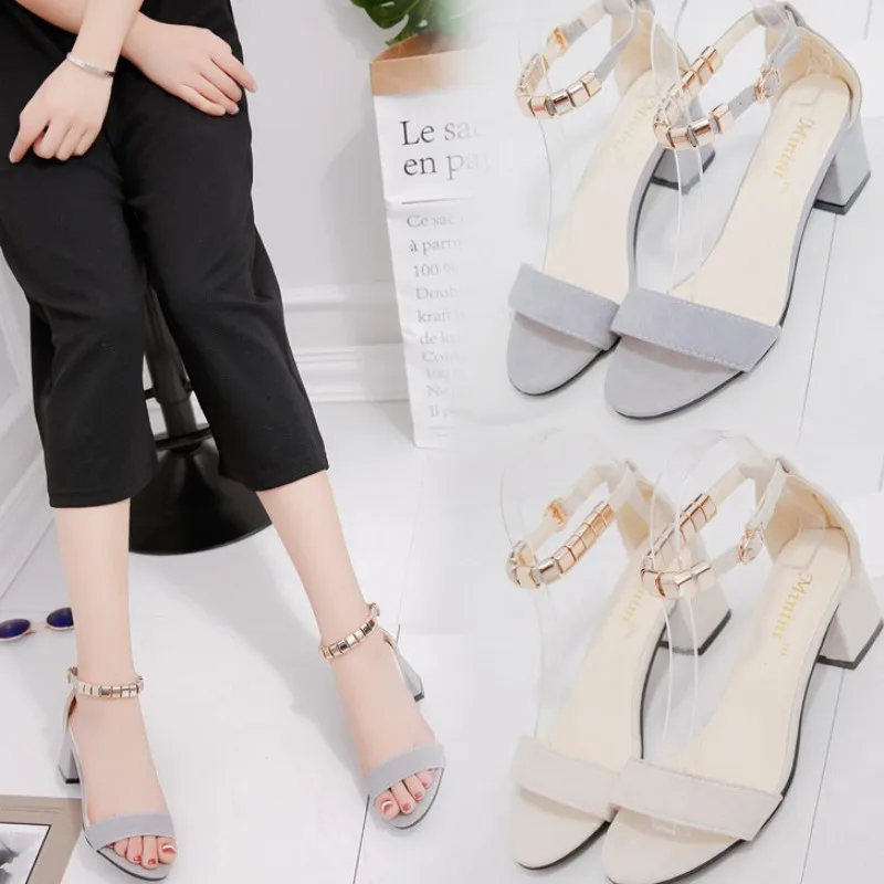 Сандалии женские с открытым носком босоножки на квадратном каблуке