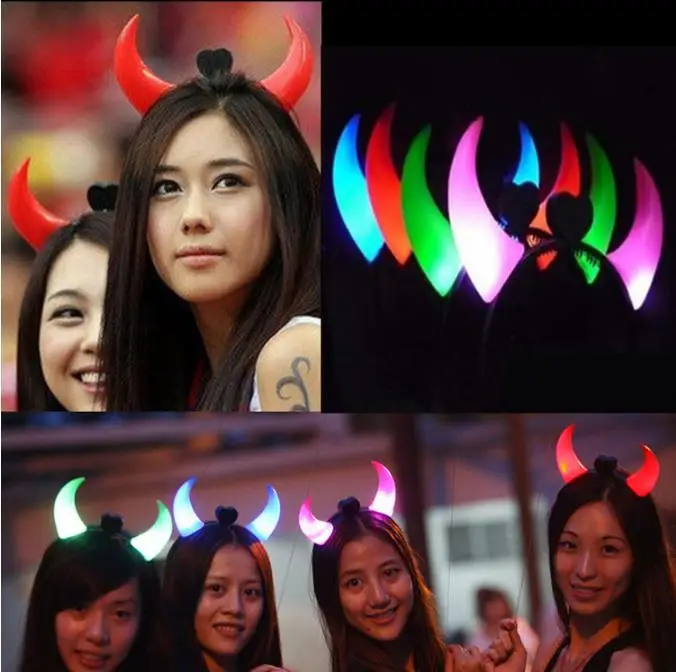 

Glowing Horn Hoop Hair Headdress Party The Devil's Horns Lights Opening Gifts Toys Tents Wholesale For Halloween And Christmas
