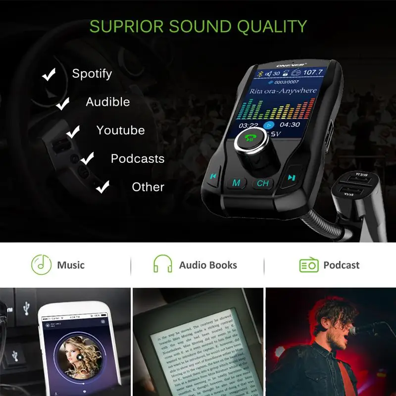 Автомобильный fm передатчик радио адаптер Bluetooth V3.0 EDR в автомобиле Множественная