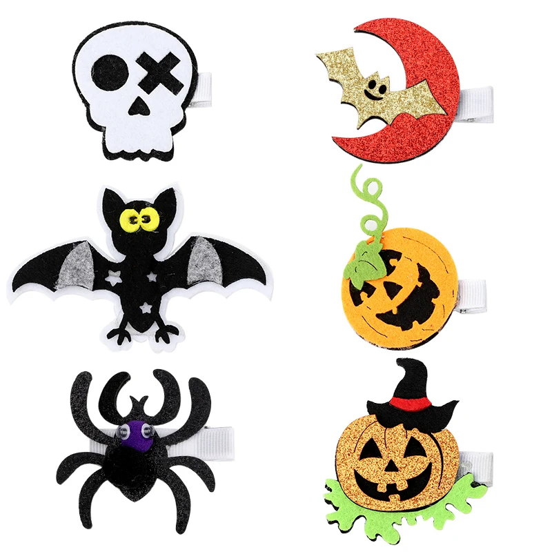 

Oaoleer 5cm Halloween Glitter Hair Clips Cartoon Pumpkin Ghost Spider Bat Hairpins For Girls Kids Children Cute Hair Accessories