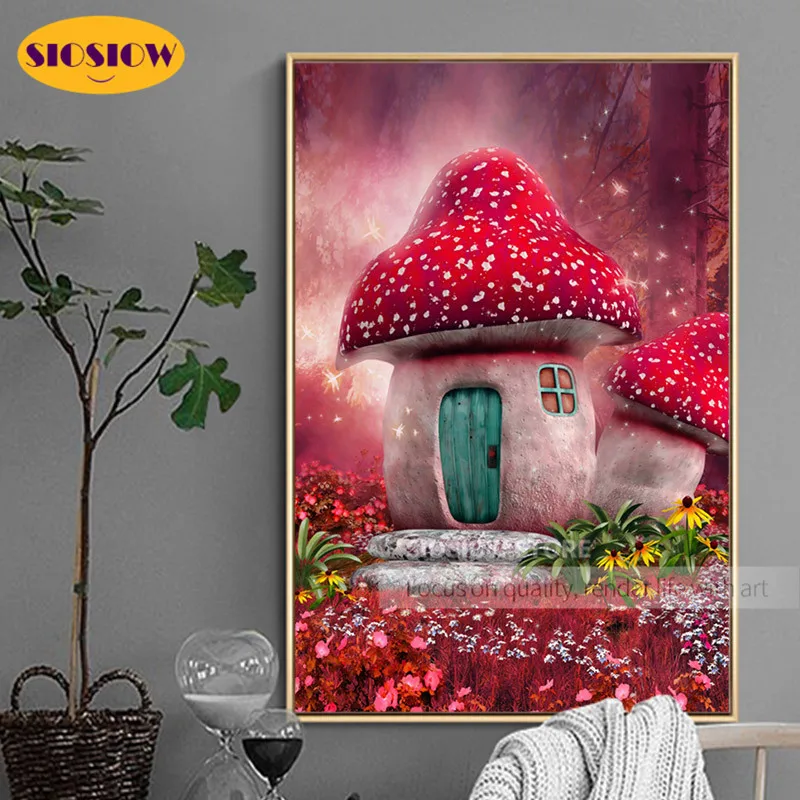 5D алмазная живопись сделай сам мультяшный домик с грибами наборы для вышивки