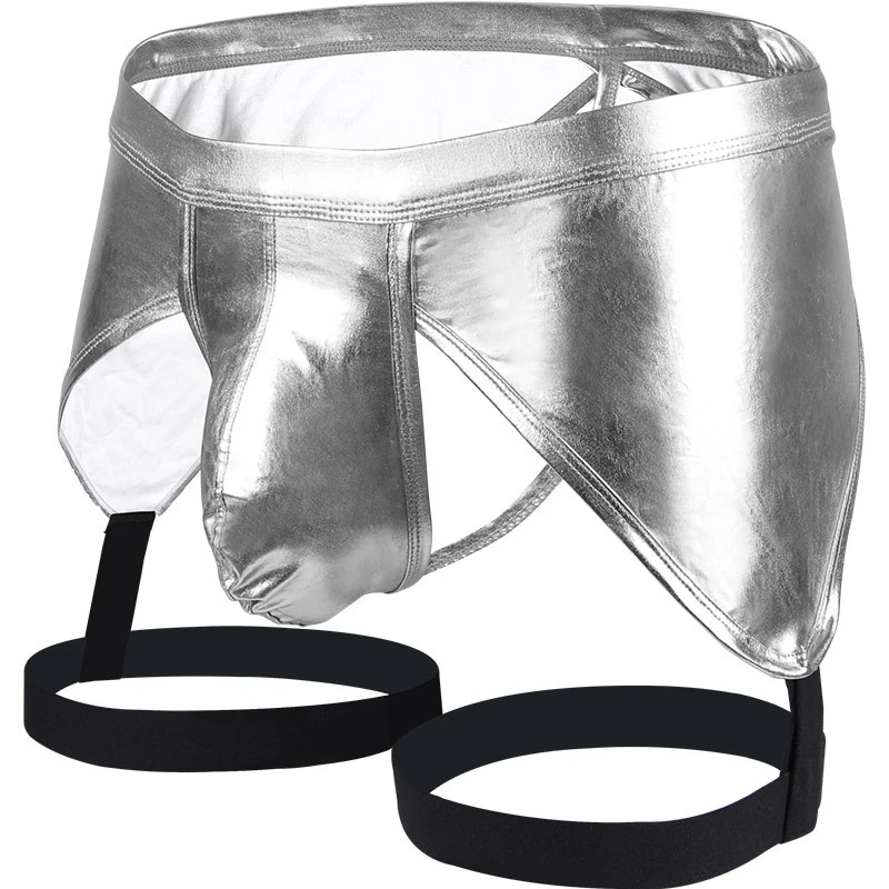 

Men's sexy patent leather boxer briefs nightclub sexy Exotic Panties
