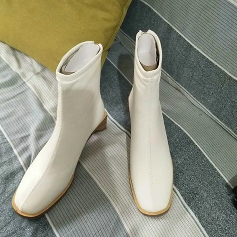 TXCNMB/женские ботинки из микрофибры на Высоком толстом каблуке; свадебные туфли; Модные женские ботильоны с острым носком; модельная женская обувь