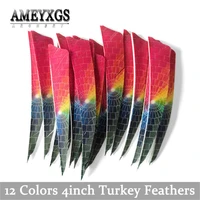 50pcs 4inch arrow feathers colorful natural turkey feather right wing fletches vanes for hunting shooting arcehry accessories