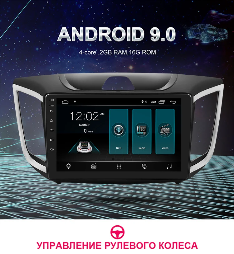 Android 9,0 автомобильный Радио мультимедийный плеер для hyundai Creta IX25- 2Din автомобильный Авторадио gps навигация Кассетный Стерео