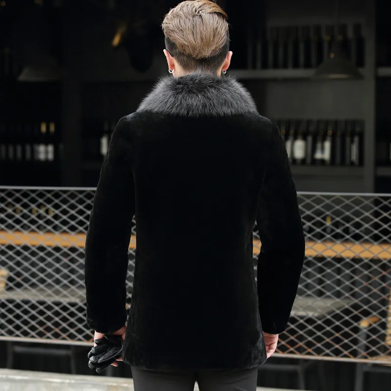Пальто из натуральной овечьей шерсти зимняя куртка для мужчин пальто с