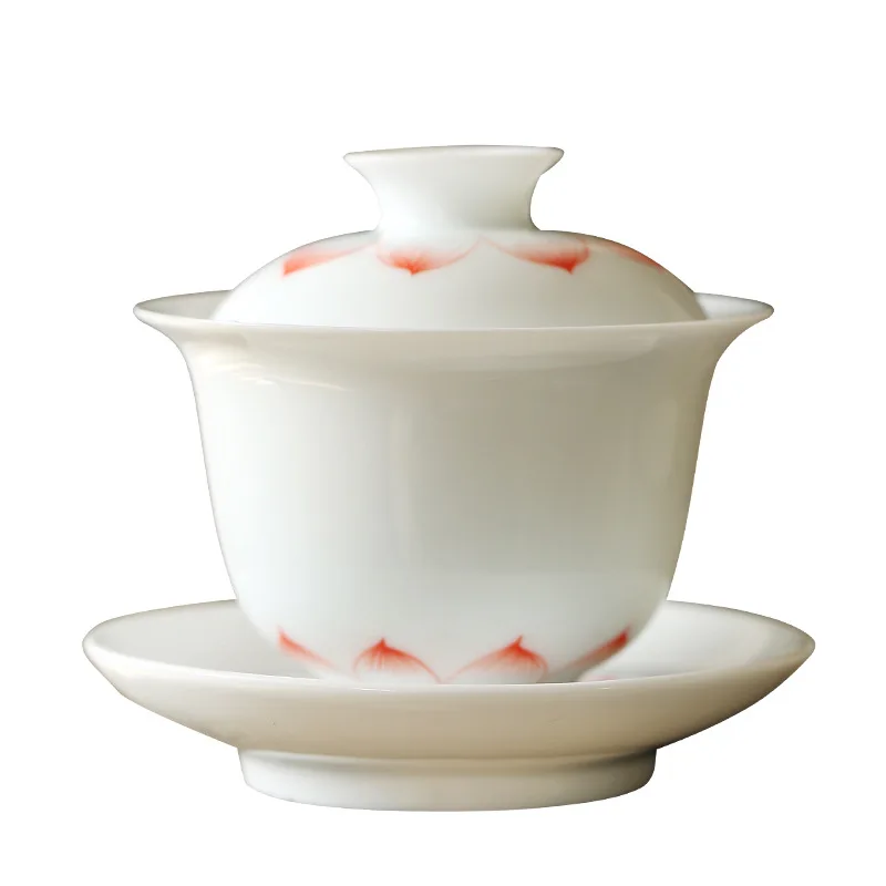 Новые чаши из белого фарфора ручной росписи с тремя талантами большие китайские