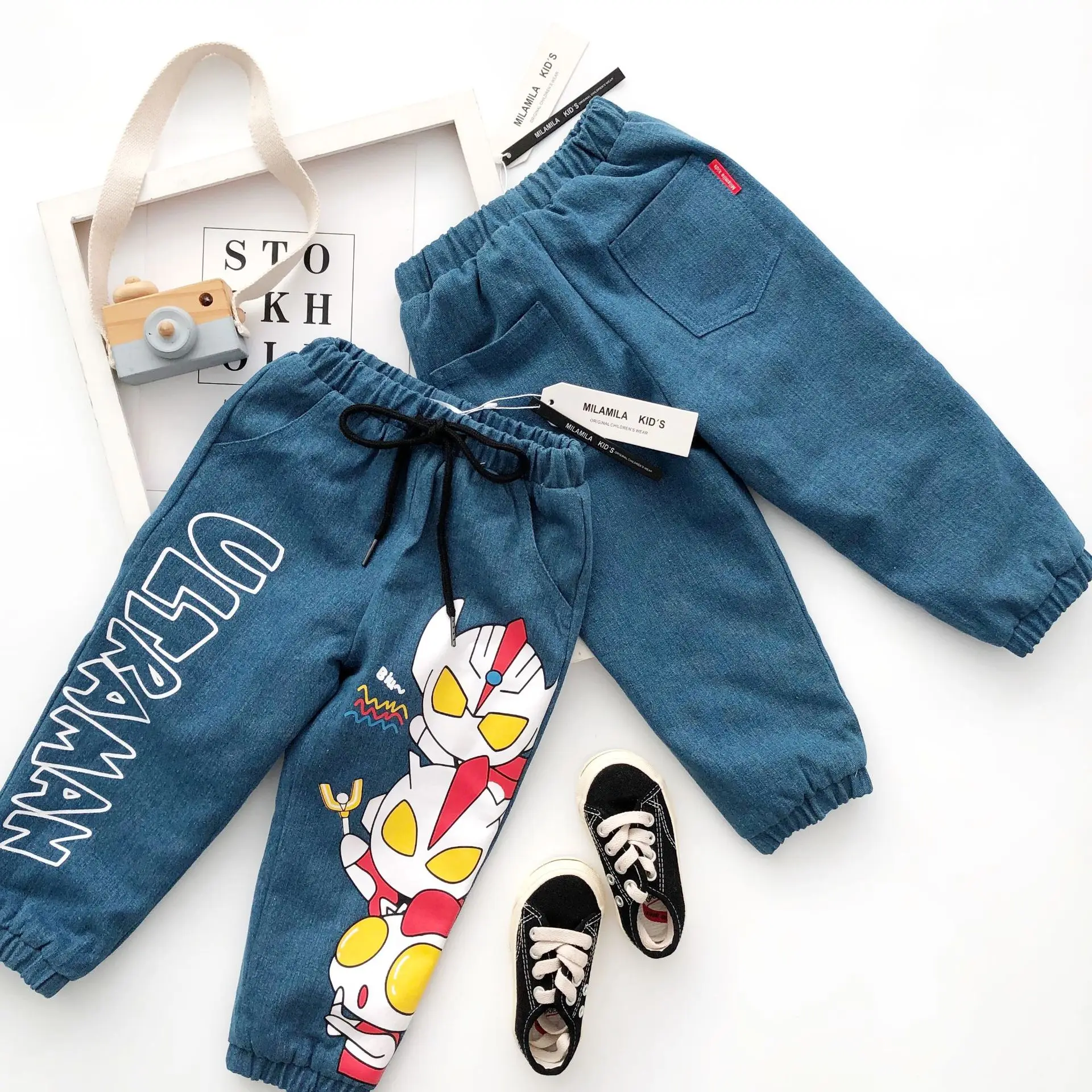 Tonytaobaby осень-зима Новое поступление для мальчиков и девочек плисовые джинсы