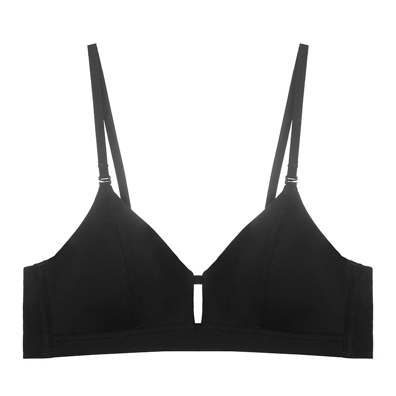

2021 bralette top pure cotton triangle cup small chest sutian feminino wirefree bra girl antibacterial non-magnetic buckle bra