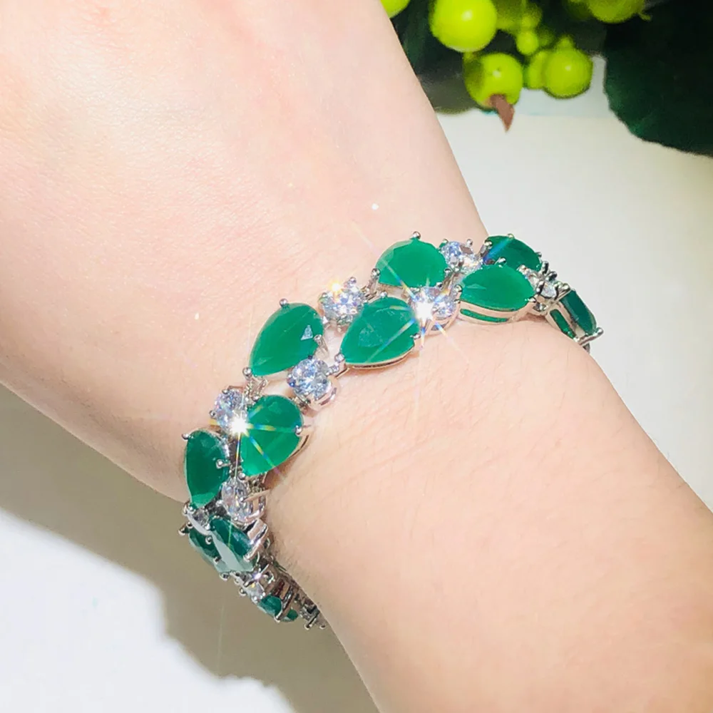 ThreeGraces очаровательный серебряный цвет изумрудно зеленый кубический цирконий