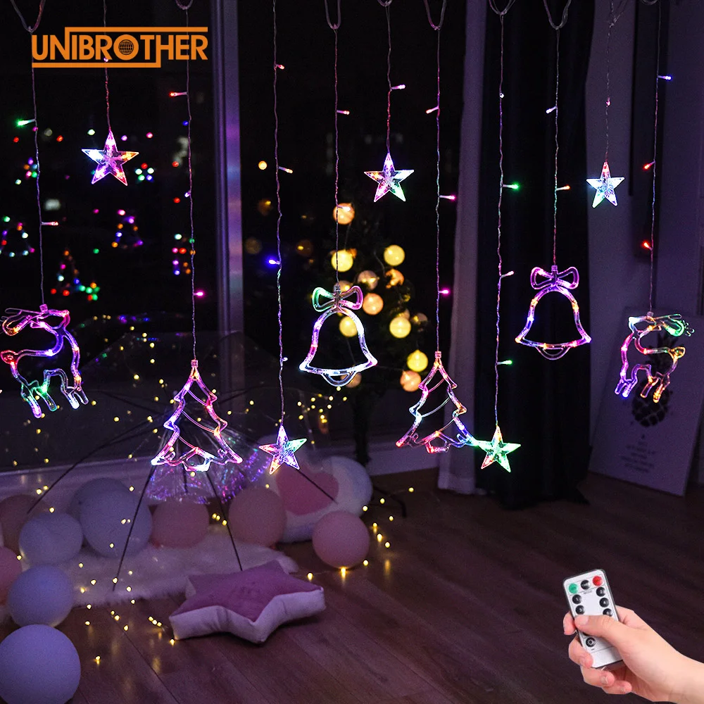 

220V 110V Christmas tree deer bells string lights Garland String Fairy Lights Outdoor For Home Wedding Party New Year Decor