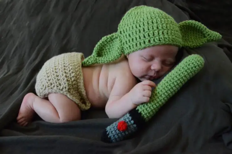 Вязаная Шапка-бини Yoda для младенцев 0-1 месяцев | Детская одежда и обувь