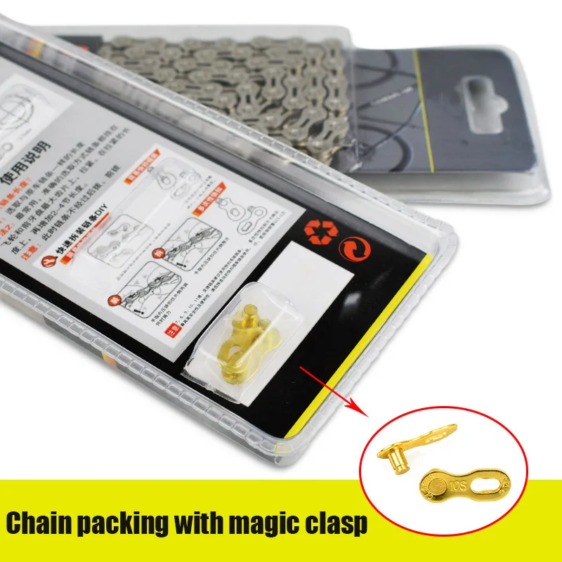 

8 9 10 11 speed Bicycle chain half hollow bike chain mountain road bike full hollow chains ultralight Ti-Gold Silver Colorful