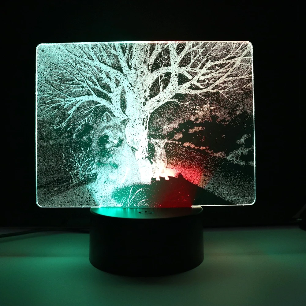

Colorful Animal World Two Tone Lamp Perching Fox for Kid Bedroom Decor Birthday Gift Night Light LED Acrylic Two Tone Table Ligh