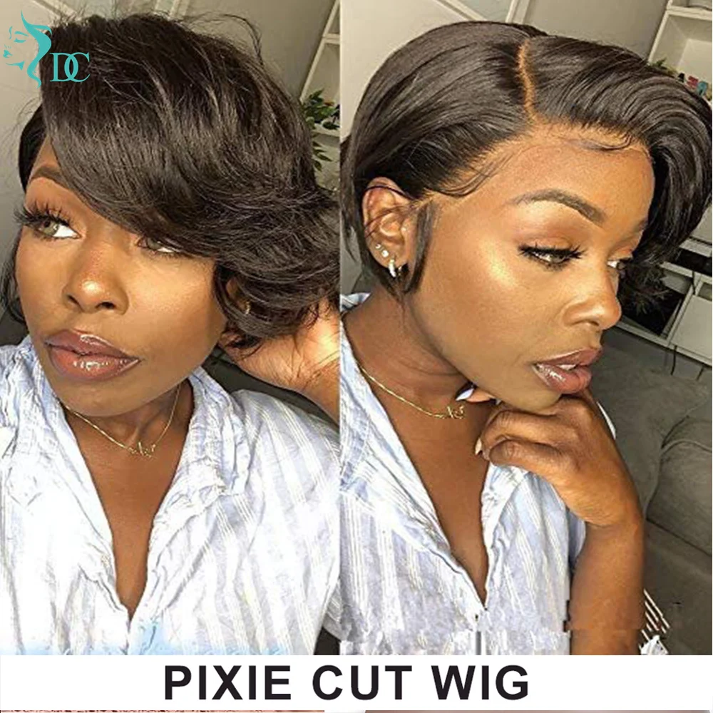 

Straight Bob Wig Short Pixie Cut wig 13x4 Lace Front Human Hair Wig Pre Plucked Brazilian Remy Straight Hair Wig 180% Density