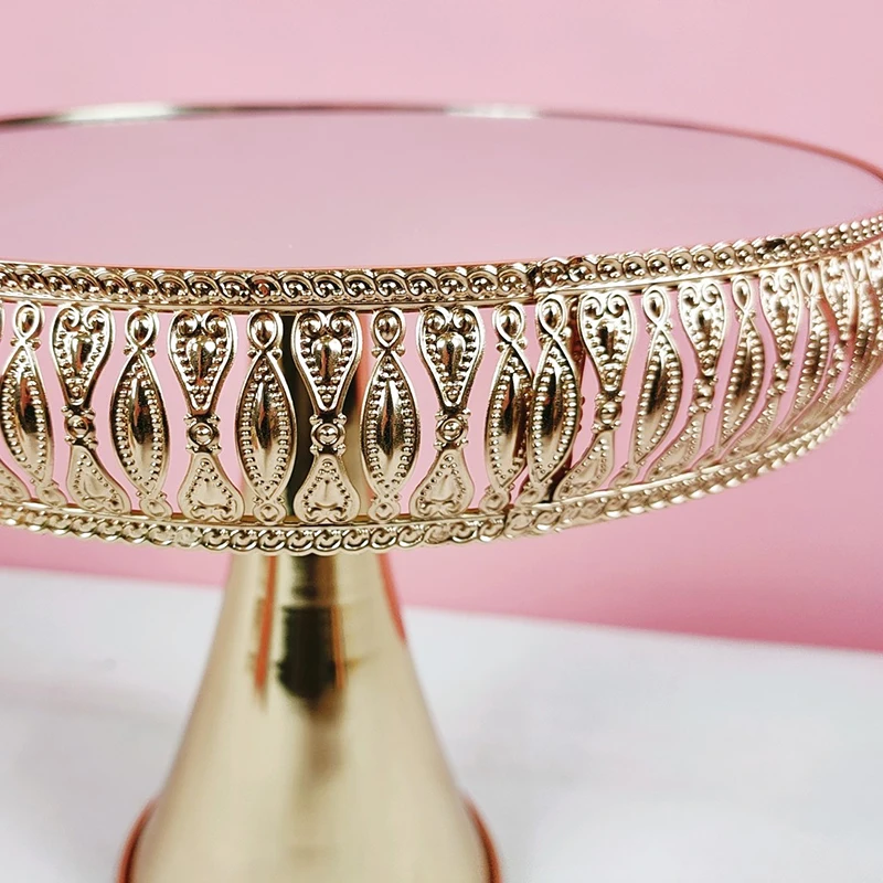 

2 tier cake stand gold color mirror Crystal Metal cake tray decorations Dessert Pedestal Party