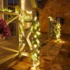 100 светодиодов 50 светодиодов 20 светодиодов на солнечных батареях листьев плюща лоза строка светильник с зелеными листьями, волшебная лампа, подарок на свадьбу, Рождество висящий волшебный Декор