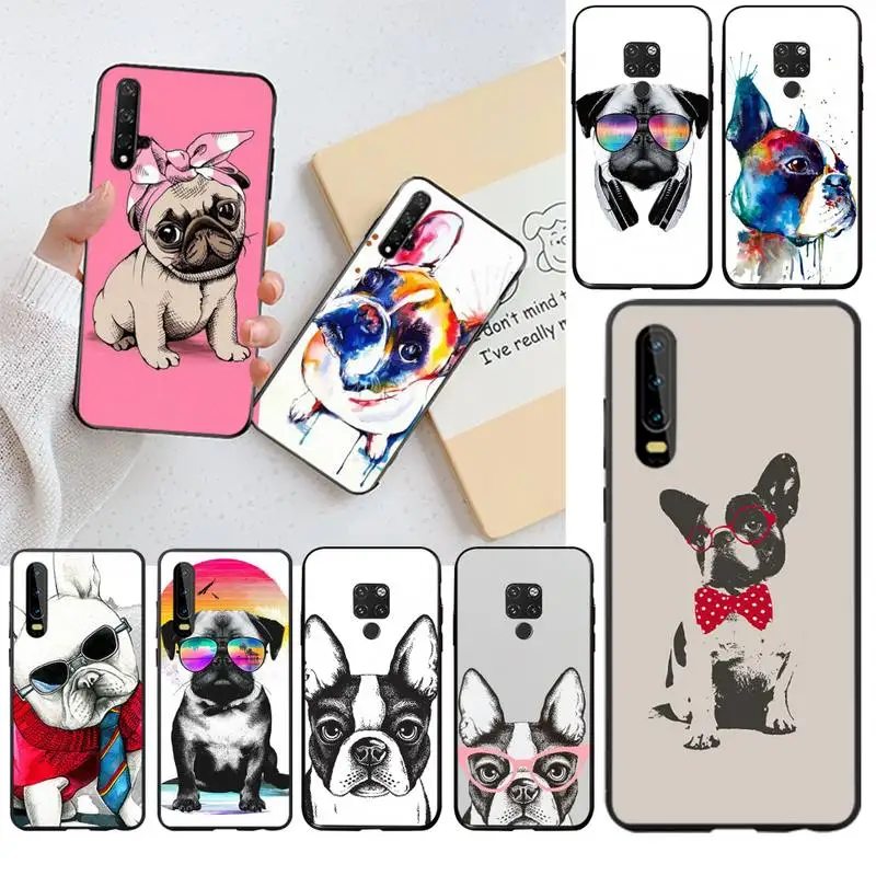Чехол для мобильного телефона Huawei P40 P30 P20 lite Pro Mate 20 P Smart 2019 prime милый Бульдог мопс