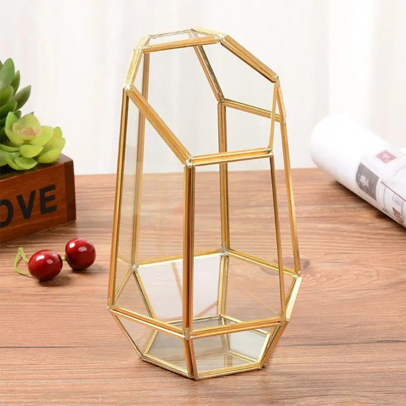 

Vintage Decorative Jewelry box Brass Glass Terrarium Container Desktop Planter for Succulent Fern Moss Air Plants Holder Outdoor