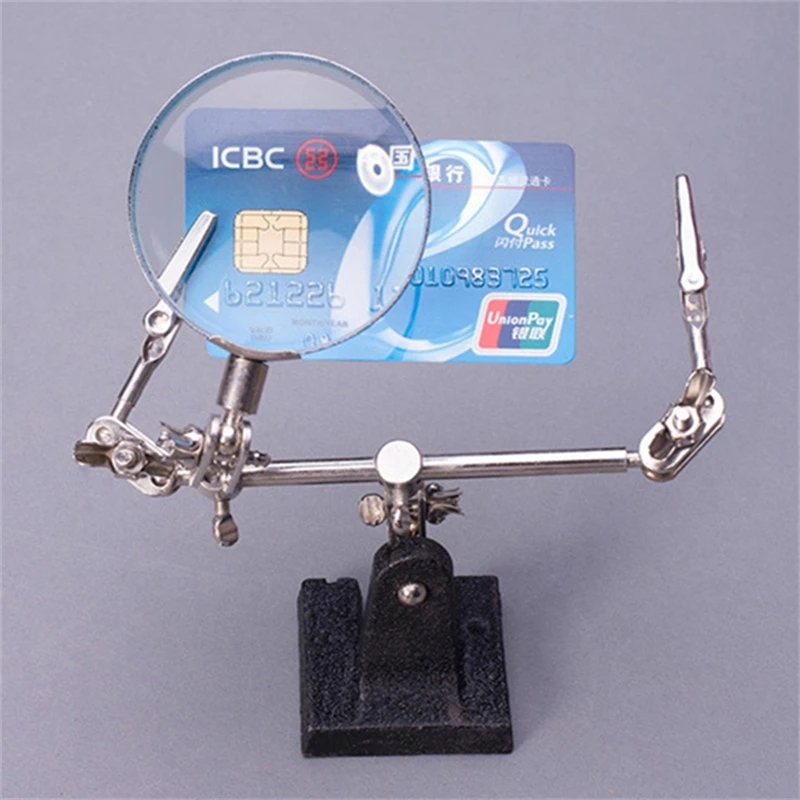 Помощь ручной лупы металлическое основание Стекло линзы 2 зажимы &quotкрокодил&quot