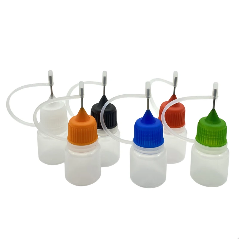 

5pcs 3ml Plastic Dropper Bottle With Metal Needle Cap For Liquid Container Empty Vail