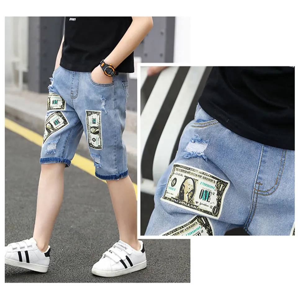 New Reach Children Kids Baby Boys Short Denim Pants Cartoon Pattern Casual Fashion Summer 4 5 6 78 9 10 11 12 | Мать и ребенок