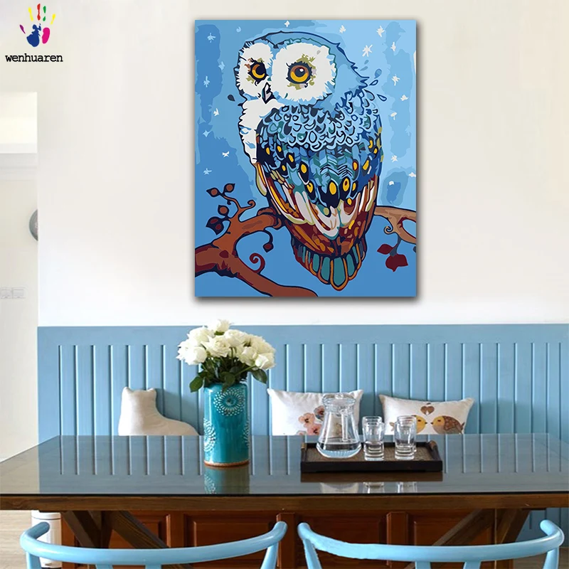 Сделай Сам картинки для раскраски по номерам с цветами милая сова на дереве