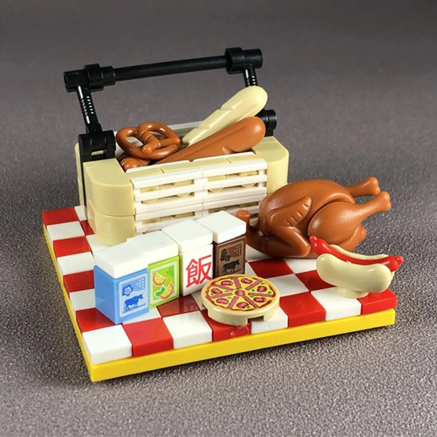 Блок жареная курица еда корзина ковер строительные блоки кирпичики город Street View