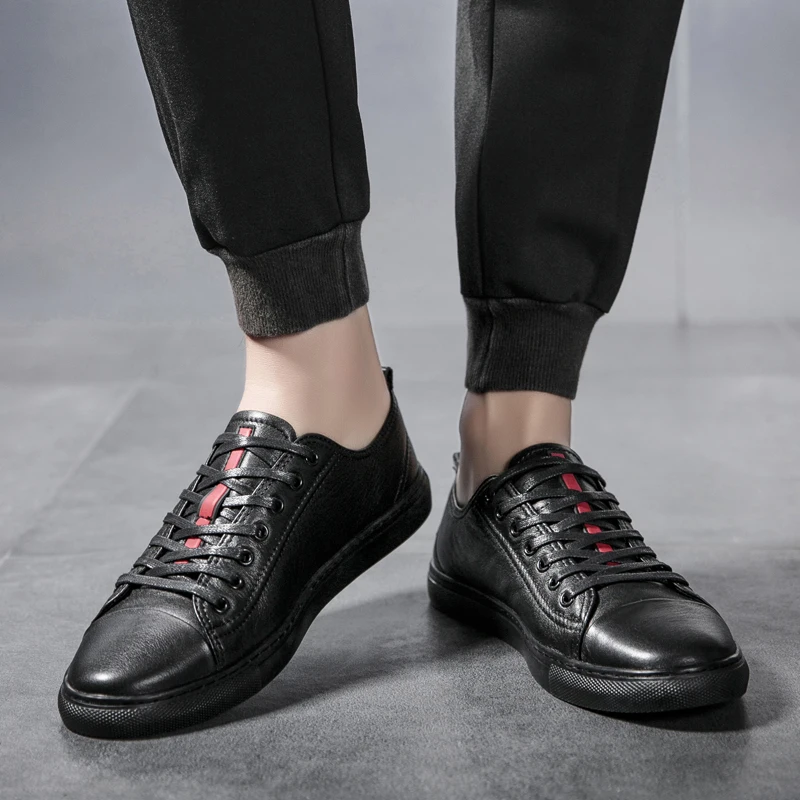 Мужская кожаная повседневная обувь классические модные мужские кроссовки на