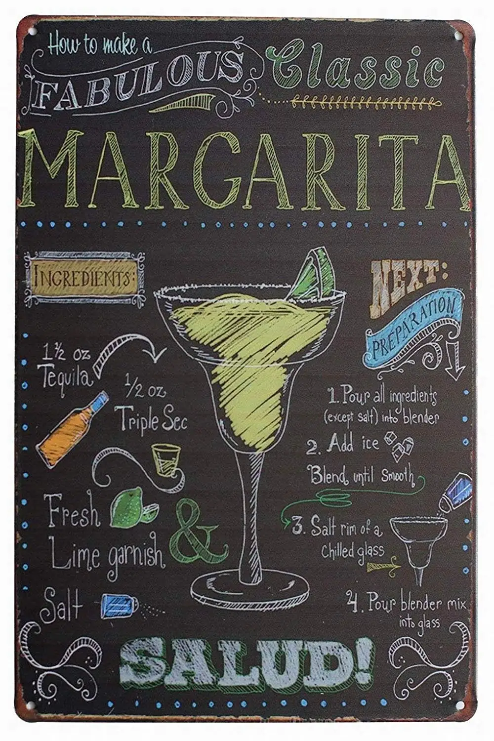 

Jesiceny New Tin Sign Margarita Aluminum Metal Sign for Wall Decor 8x12 INCH