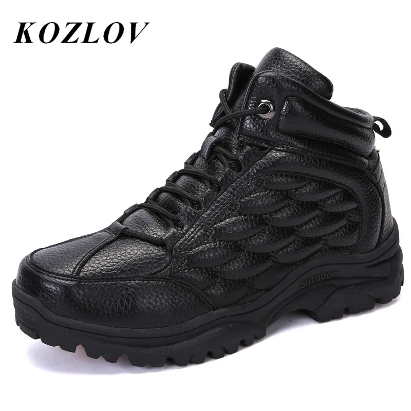 Очень теплые зимние сапоги Для мужчин Повседневные ботинки из натуральной кожи