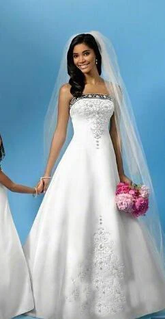 Популярное пляжное свадебное платье белое и синее атласное без бретелек