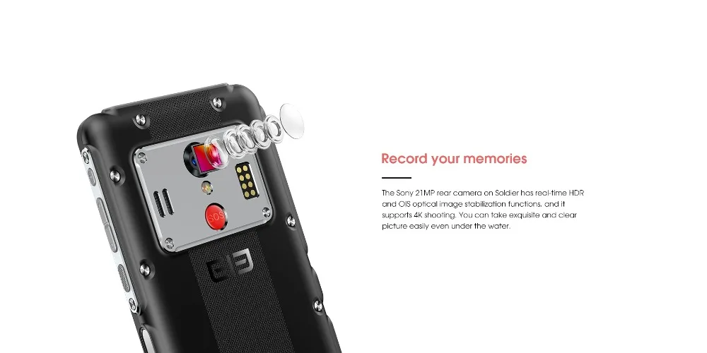 ELEPHONE Soldier смартфон 4 Гб 128 ГБ IP68 Водонепроницаемый 2K экран мобильный телефон Android 8,0 Deca Core 21MP прочный мобильный телефон