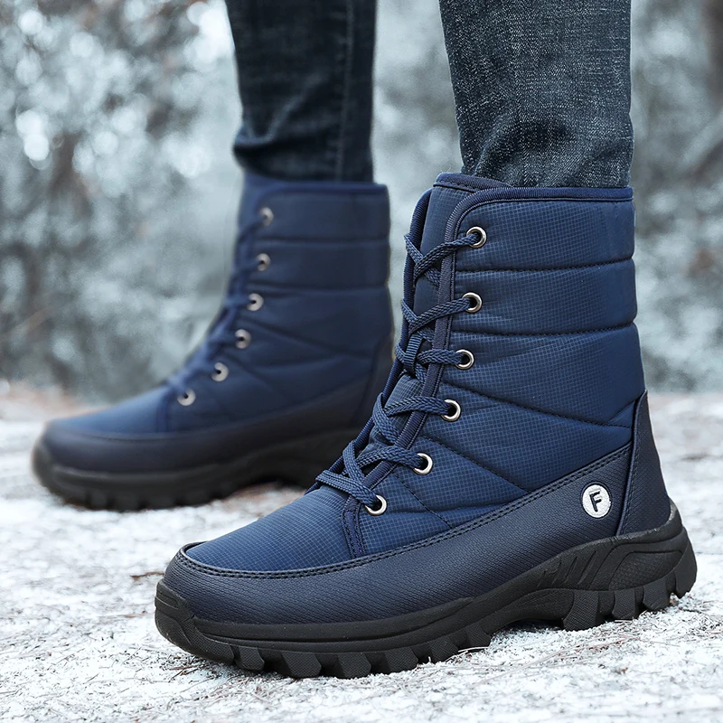 

Men Women High Top Waterproof Terkking Snow Boots Unisex Plush Warm Outdoor Climbing Sneakers Non Slip Winter Hiking Shoes