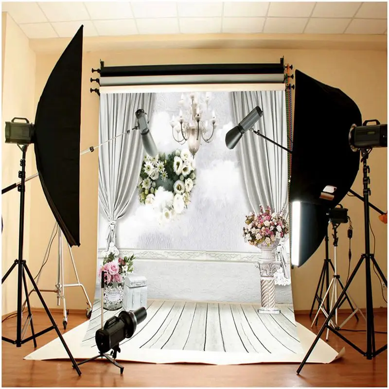 

5x7FT White Curtain Backdrop Studio Flower Photo Photography Floor Background