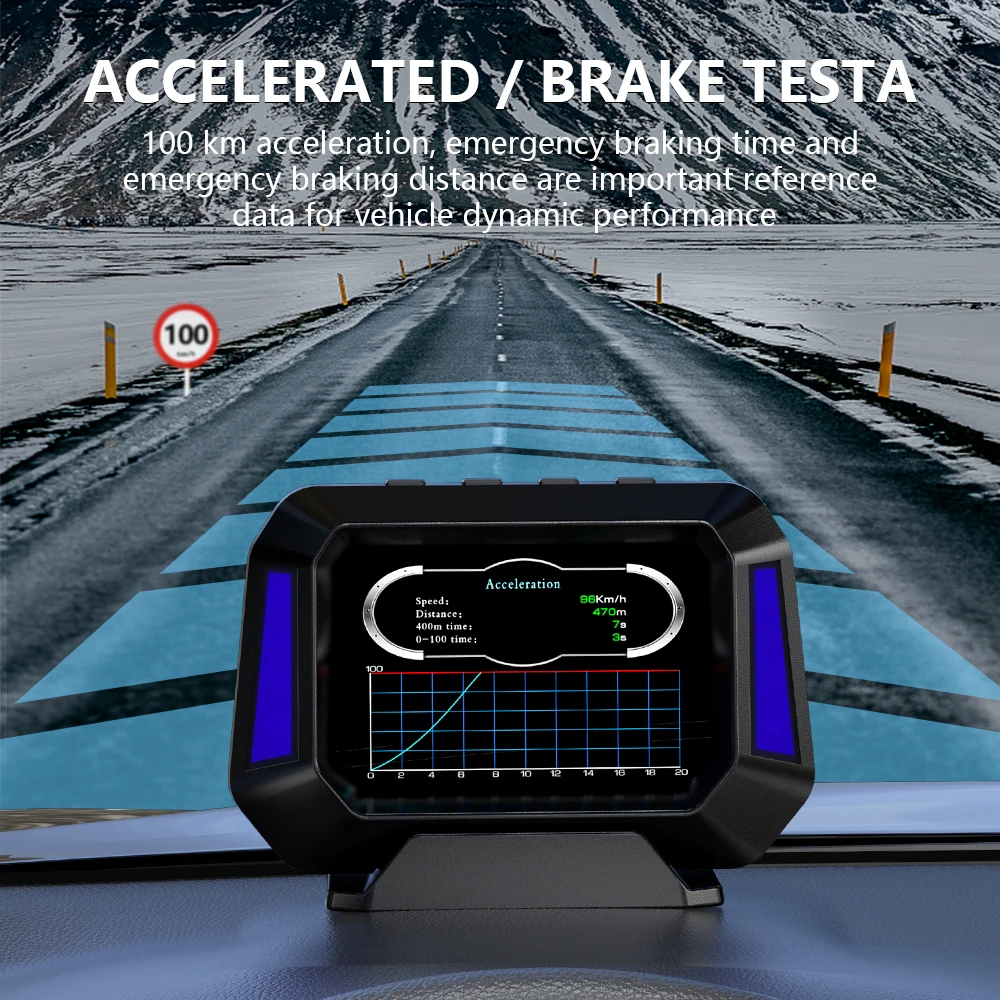 $56.14 GEYIREN P21 4x4 Inclinometer Car Level Sensor HUD Gradient GPS Real-Time Off-road Vehicle System Speedometer Auto Accessories