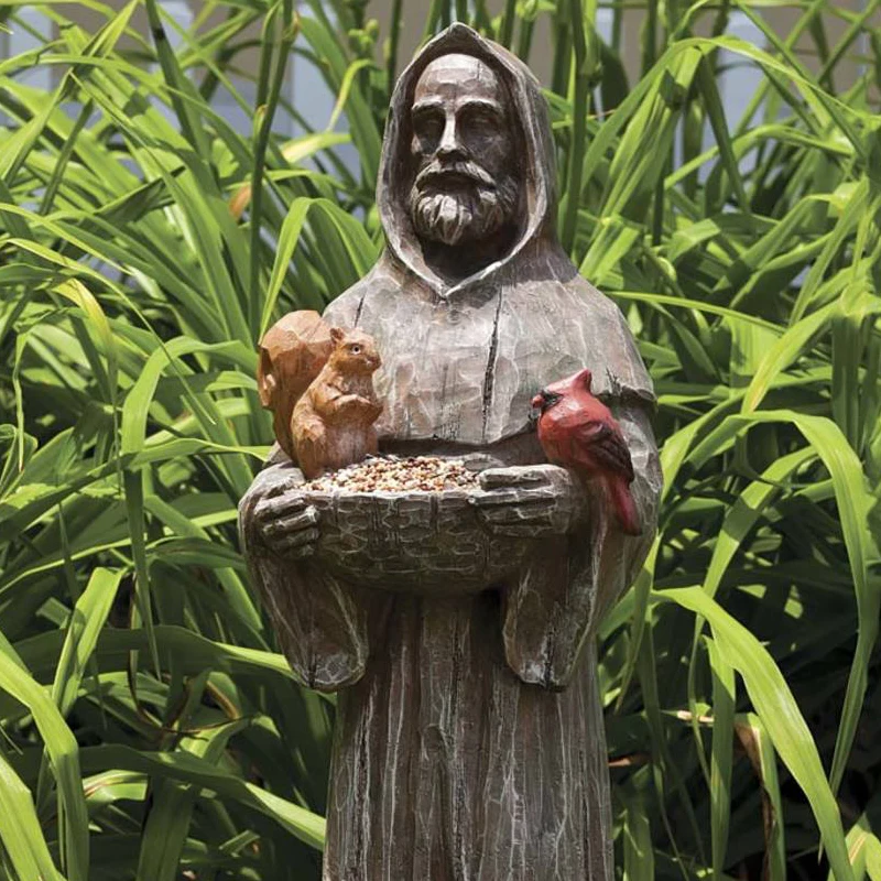 

St. Francis and Friends Garden Statuary with Birds Feeder Creative Resin Crafts Statue for Garden Courtyard Decoration GHS99