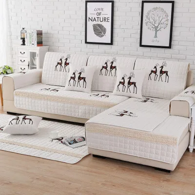 

Modern Elk Embroidery Sofa Cover Four Seasons Anti-slip Slipcovers for Sectional Corner Sofa Single Chair 2/3/4 Seat Couch Cover
