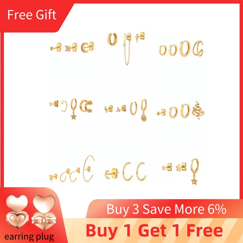 

CANNER 3/4 шт./комплект, серьги-гвоздики с покрытием серебряного цвета, вспышка, звезда, луна, фотоэлемент для женщин, серьги