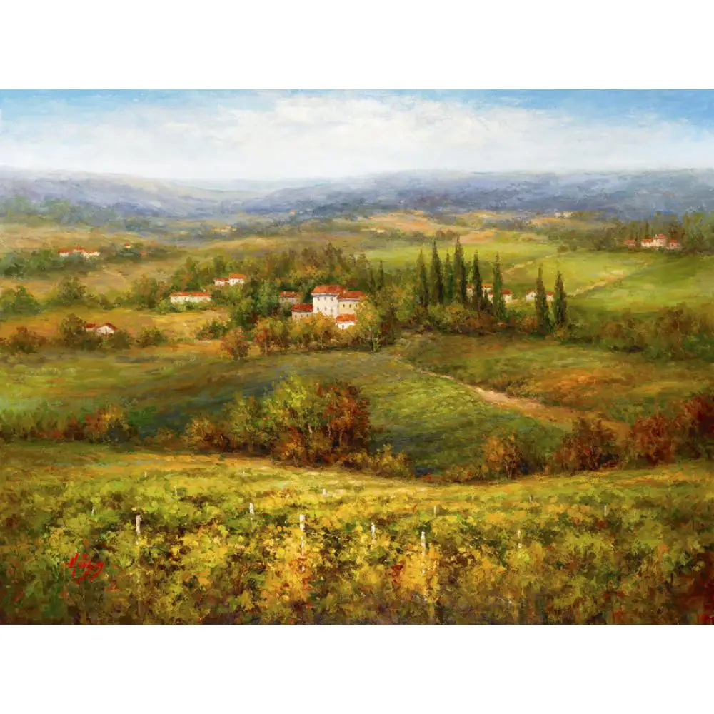 Kopen Wall Art Lanscapes Schilderijen Villa D Calabria Hand Geschilderde Kunstwerk Van Dorp Veld Foto Voor Home Decor