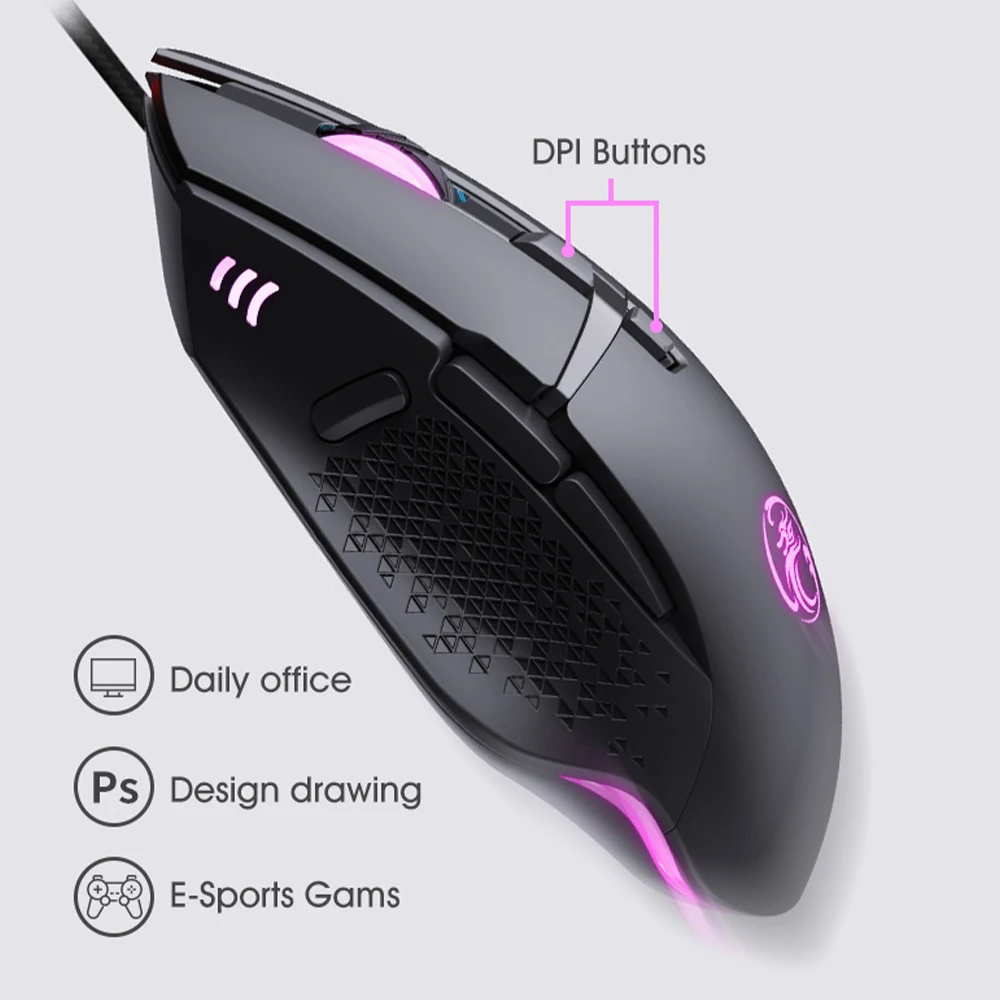 

iMice T91 Wired Mechanical Gaming Mouse 7200 DPI RGB USB Optical Mice for Laptop PC Game Mouse Custom Macros Programming