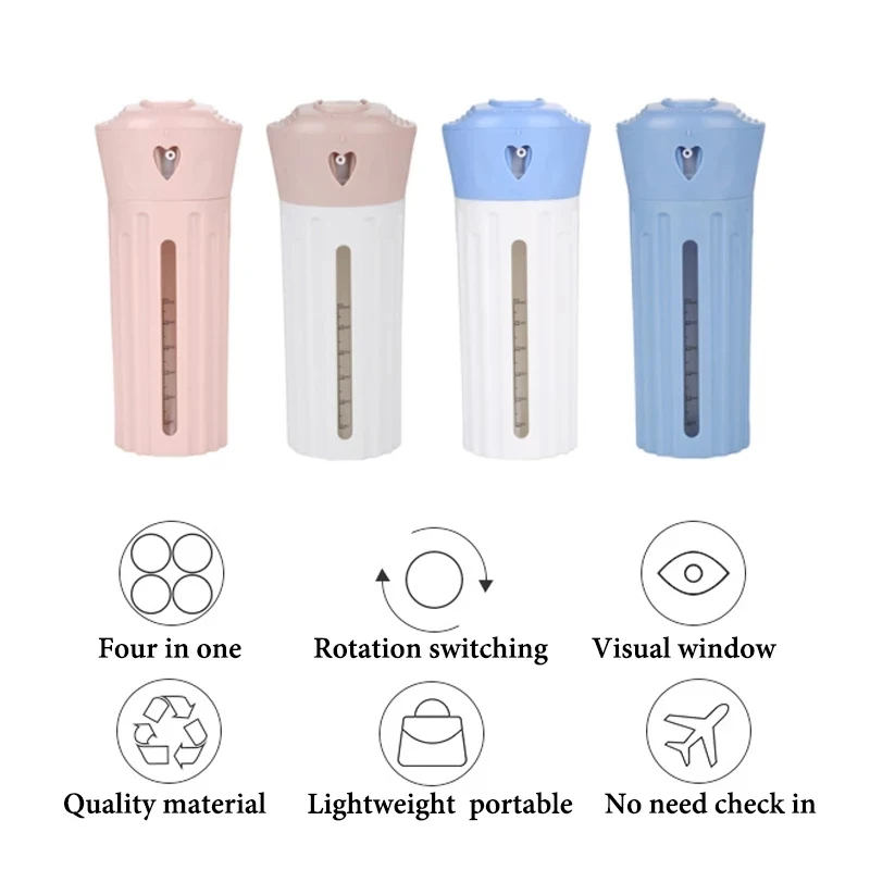 

4In1 Travel Refillable Empty Bottles Travel Dispenser Shampoo Body Wash Shower Gel Cosmetic Organizer Container Soap Dispenser