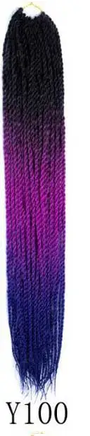 Qphair Ombre Сенегальские вьющиеся волосы крючком косы 24 дюйма 30 корней/упаковка синтетические плетеные волосы для женщин черные кроличьи волосы - Цвет: y100
