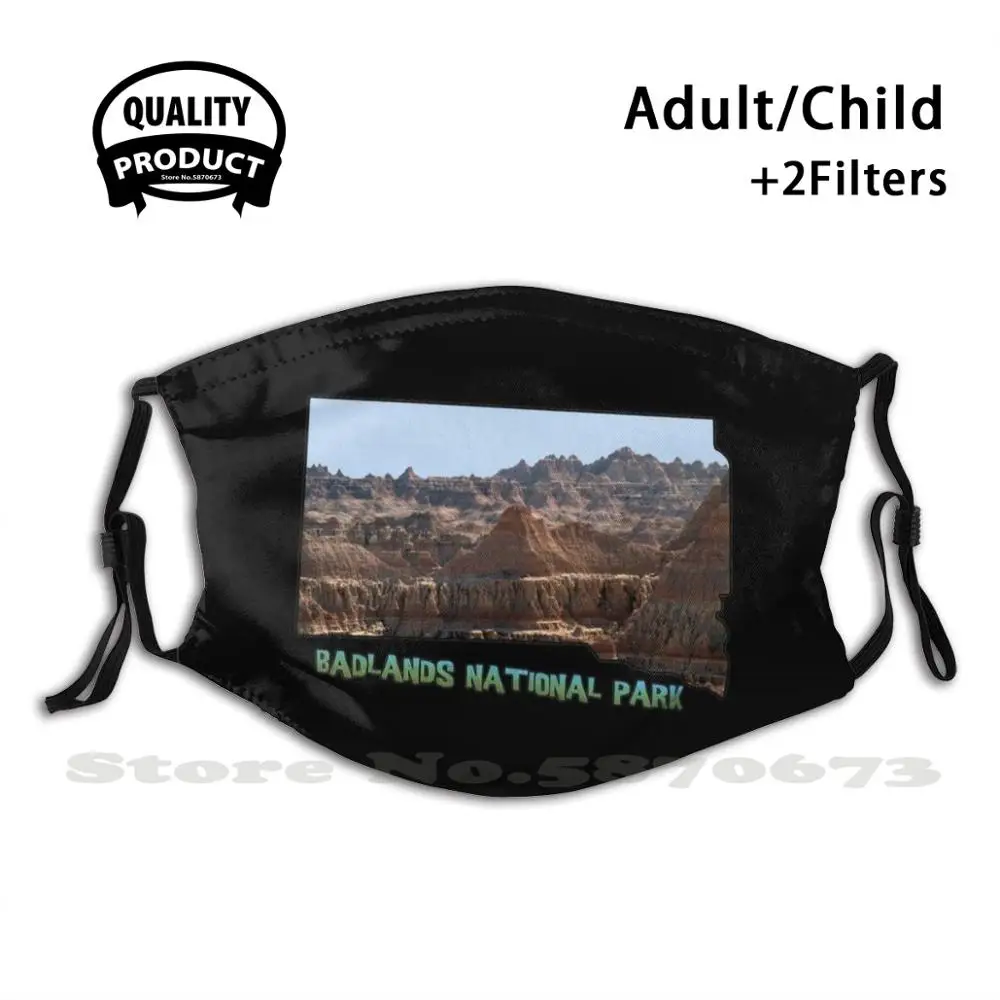 

South Dakota State Outline ( Badlands National Park ) Face Mask Washable Filter Summer Hot Sale Mouth Masks Badlands National