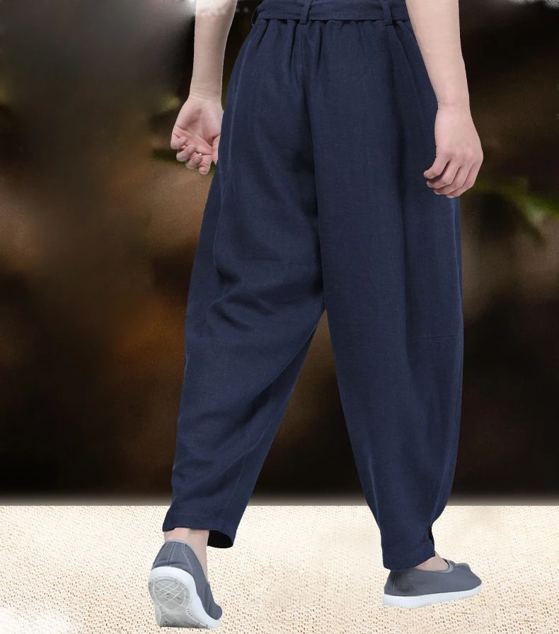 Брюки унисекс из хлопка и рами Сезон весна лето 5 цветов шаровары для занятий